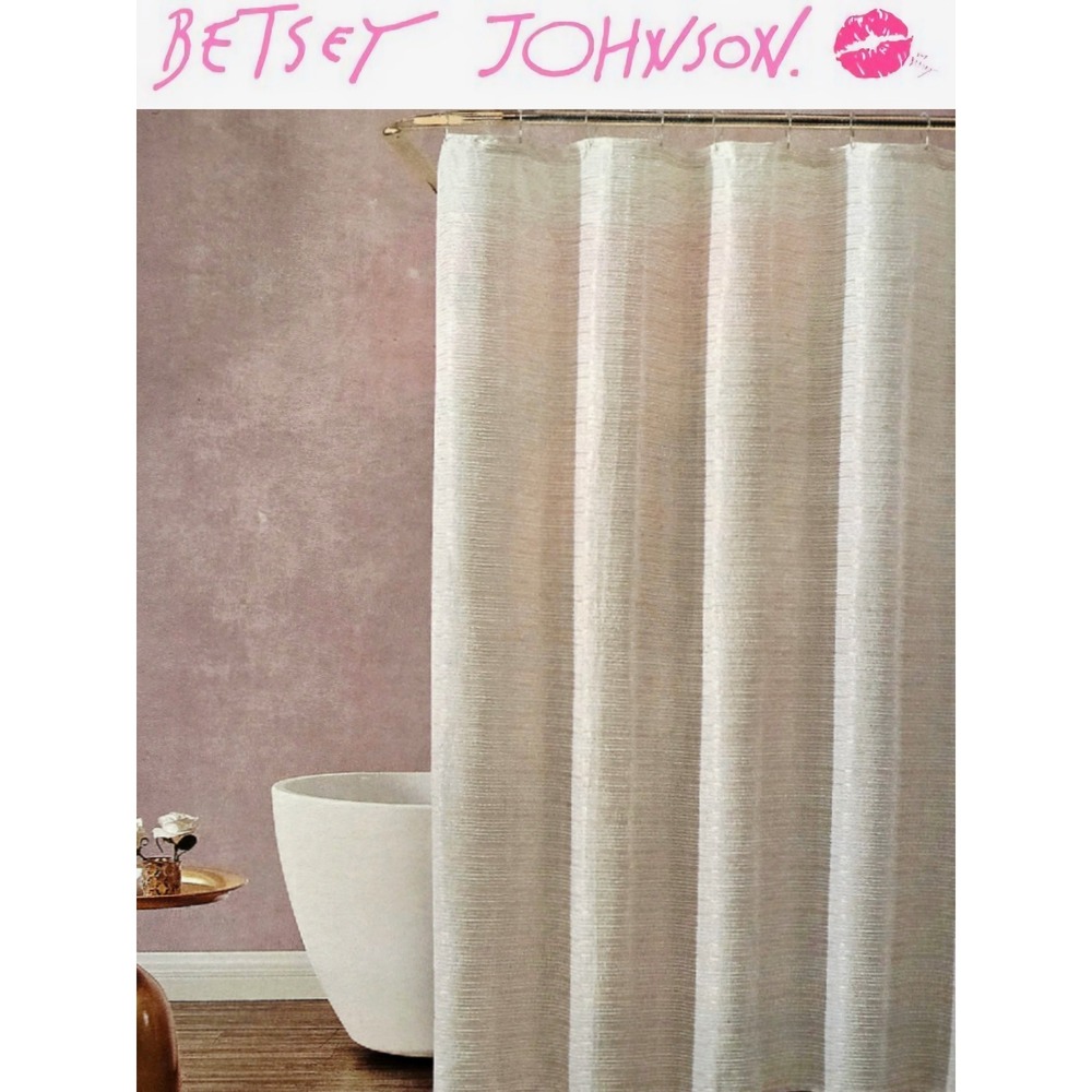 Betsey Johnson Glam Stripe  Shower Curtain- Slub Pink